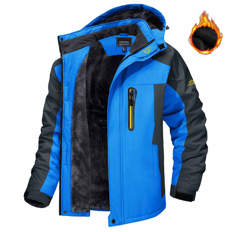 Man in a fleece-lined hooded winter parka