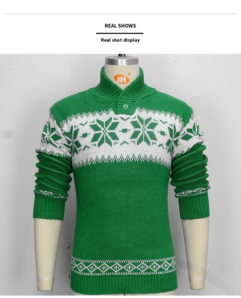 Men's snowflake jacquard Christmas sweater