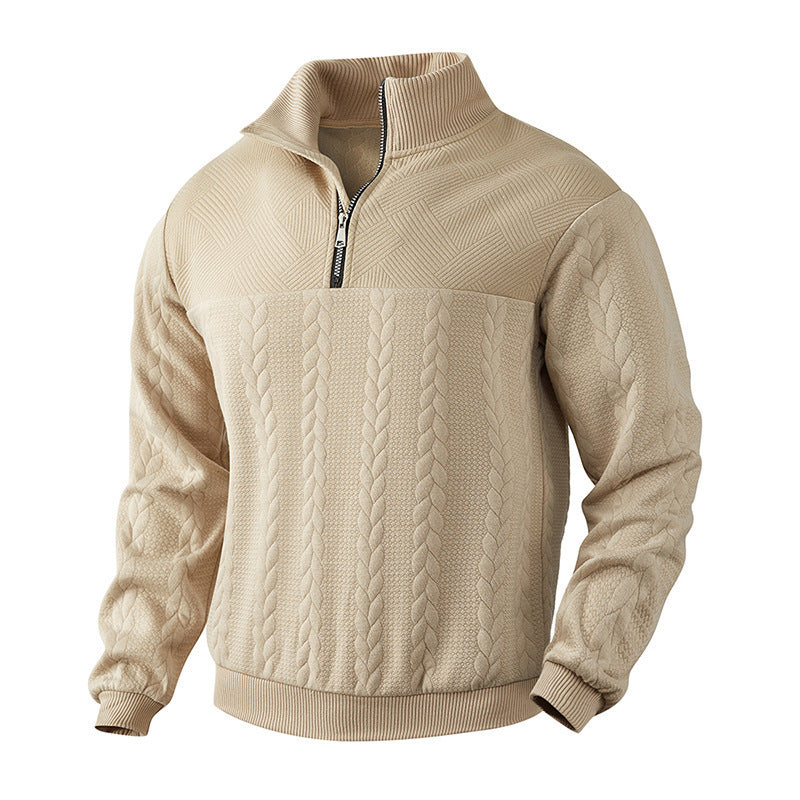 Men's quarter zip jacquard sweater