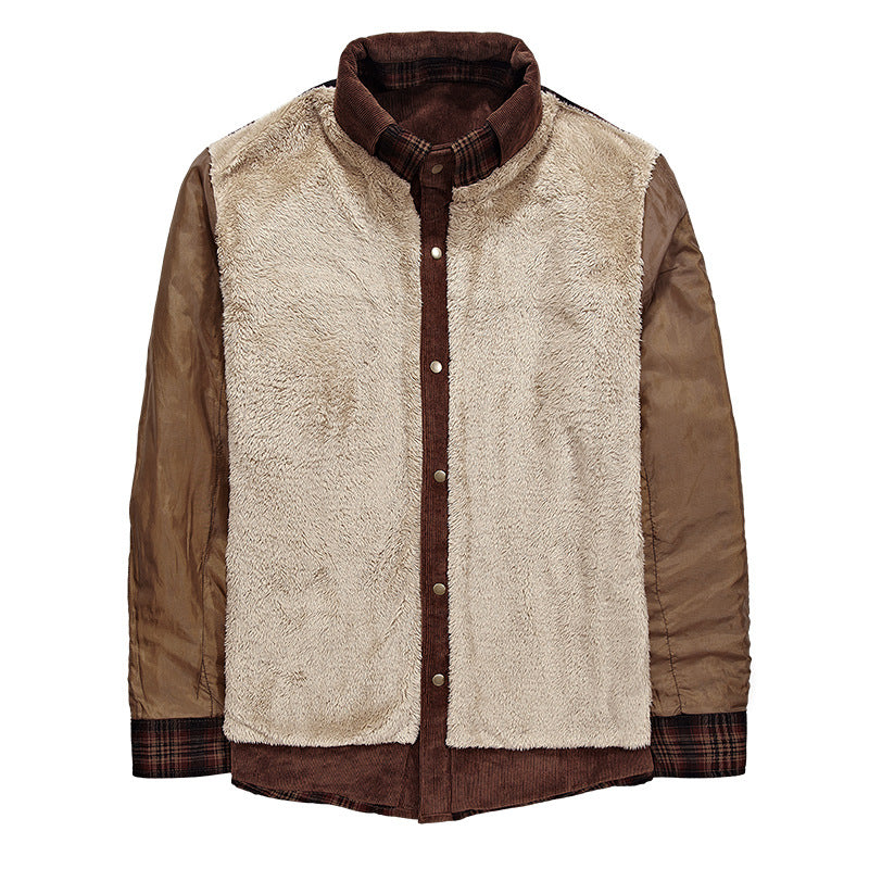 Men's fleece lined plaid shirt jacket