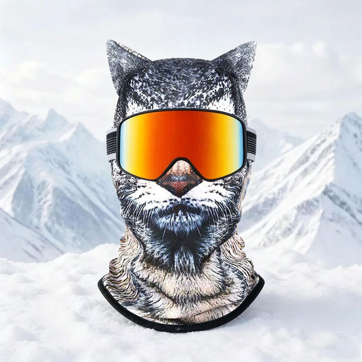 Ski mask with realistic funny face print