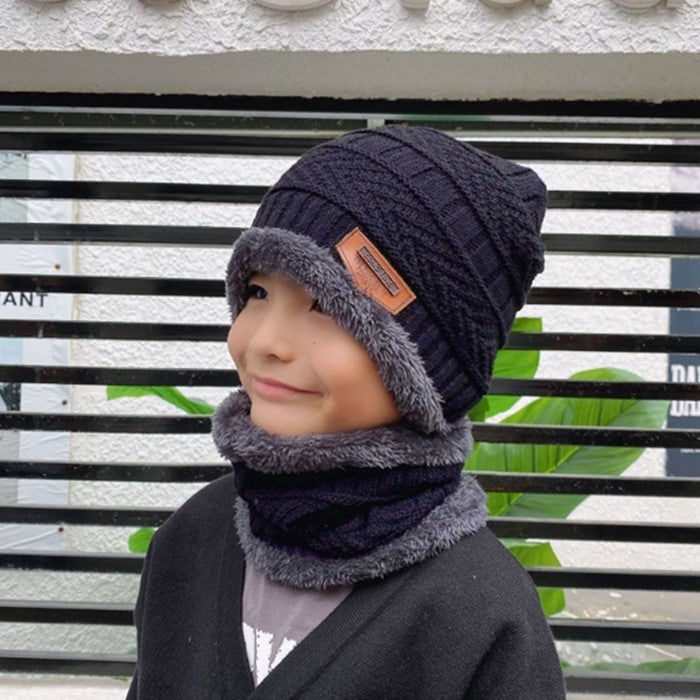 Knit beanie and neck warmer set