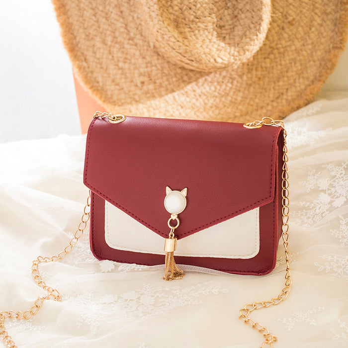Riley | Small Square Crossbody Bag with Cat Clasp and Tassel