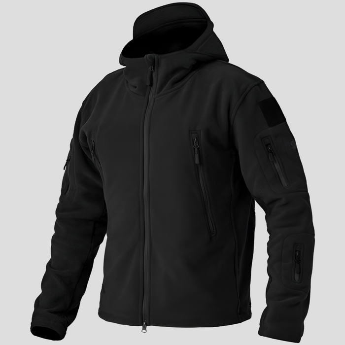 Men's Hooded Outdoor Fleece Jacket with Multiple Pockets