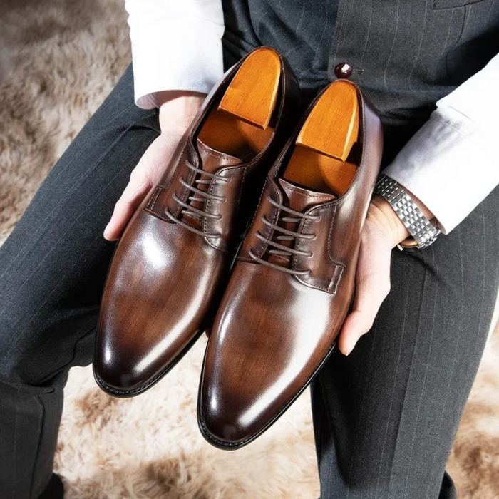 Men's Leather Derby Shoes Lace-Up for Office and Formal