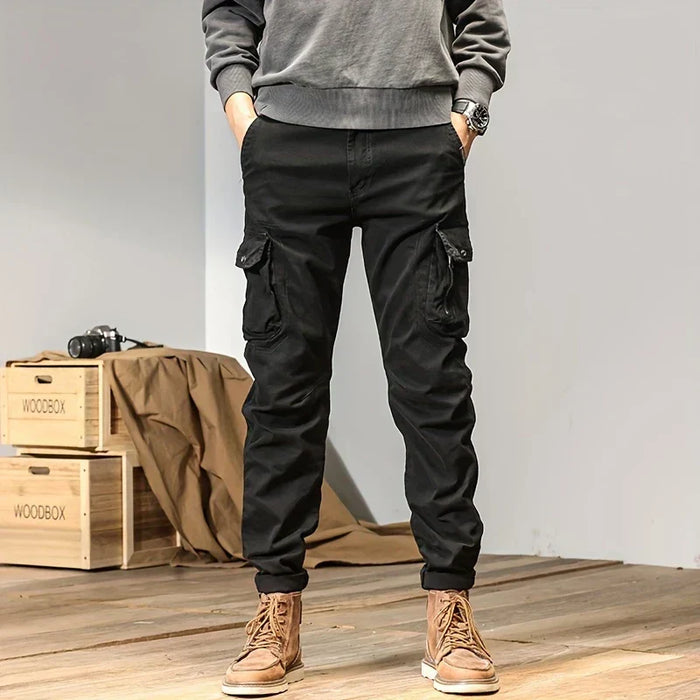 Men's Cargo Joggers with Multiple Pockets and Tapered Fit