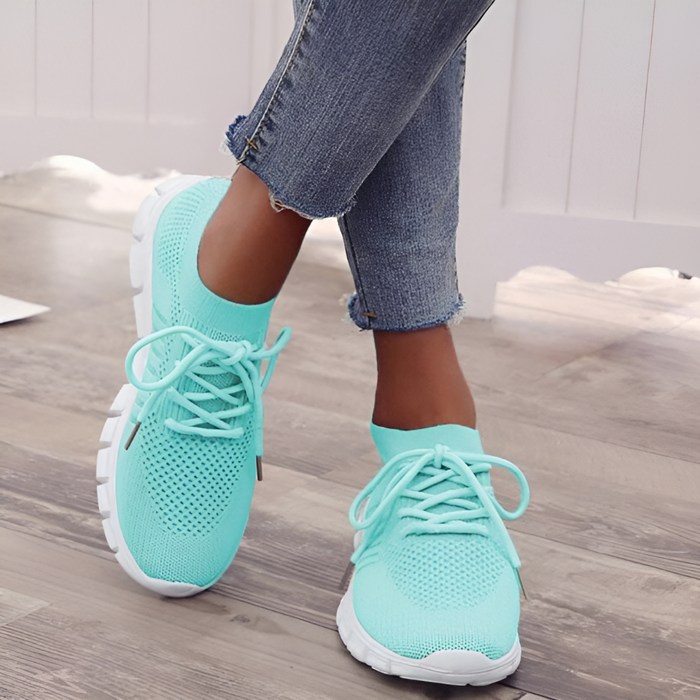 Women's Knit Slip-On Sneakers Lace-Up Lightweight