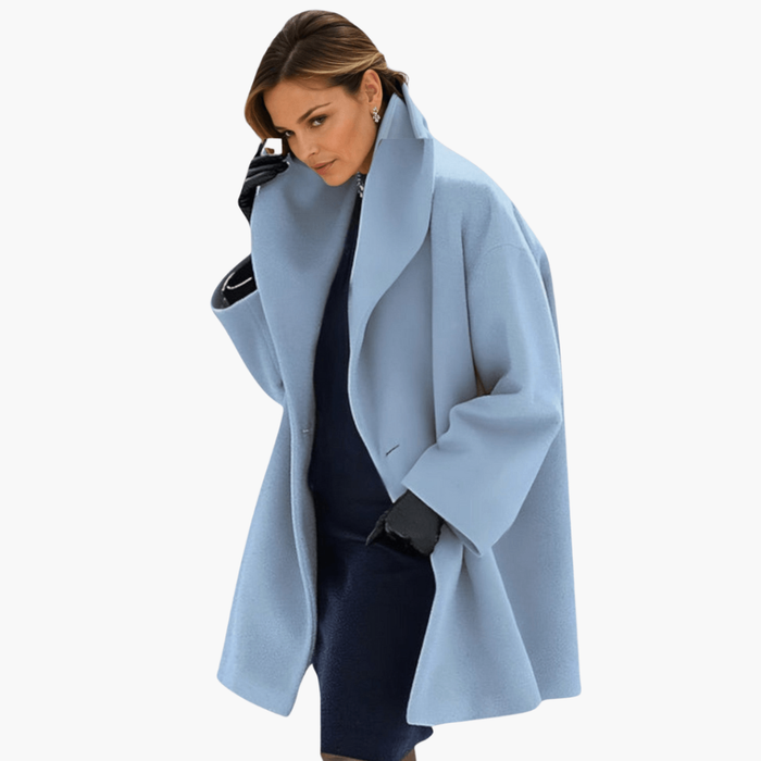 Women's Wide Collar Jacket Long Sleeves Concealed Front