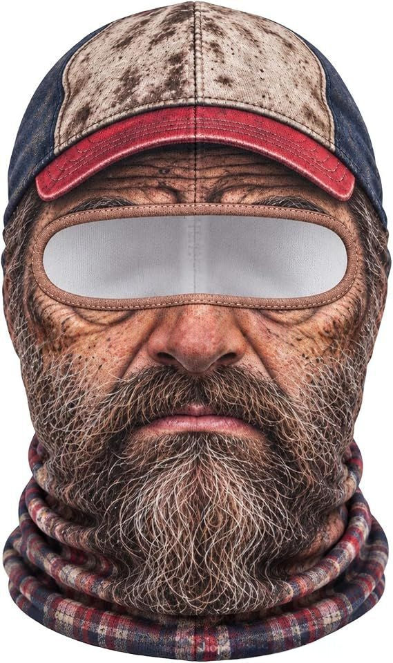Ski mask with realistic funny face print