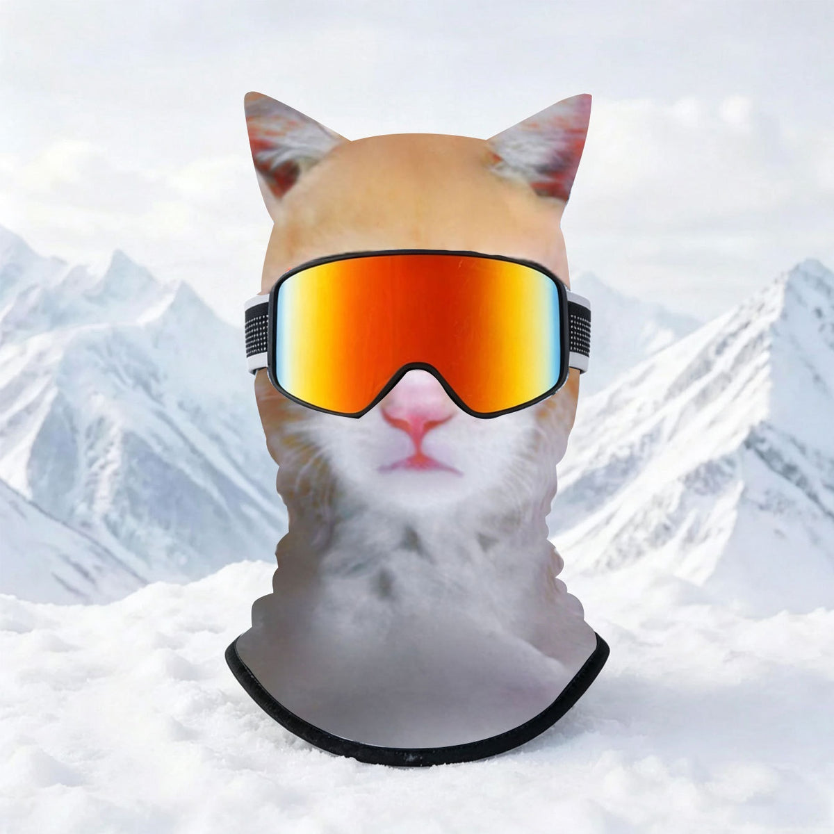 Ski mask with realistic funny face print