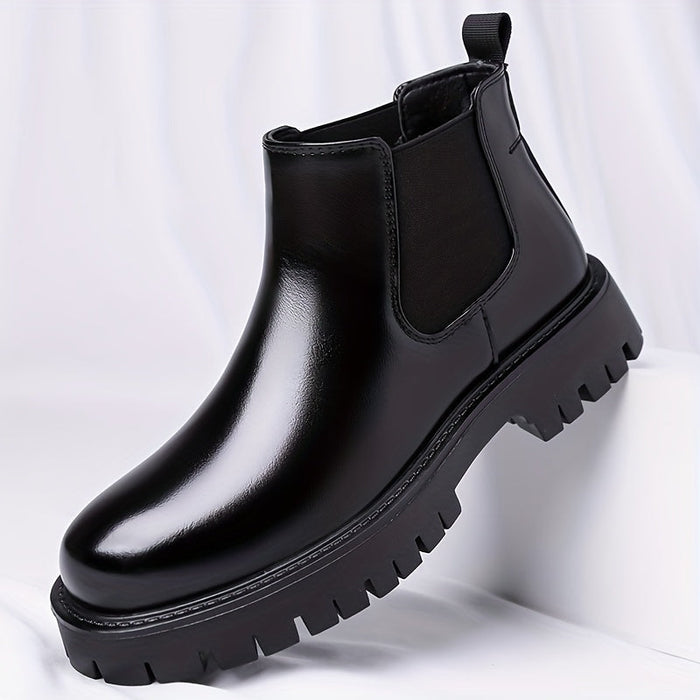 Men's Chelsea Boots with Chunky Lug Sole Pull-On