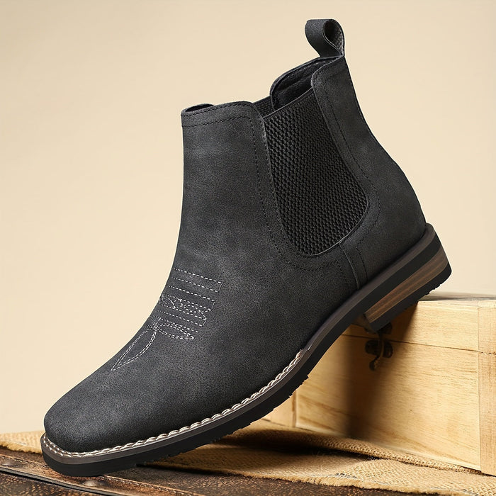 Men's Chelsea Boots with Elastic Side Panels Pull Tab