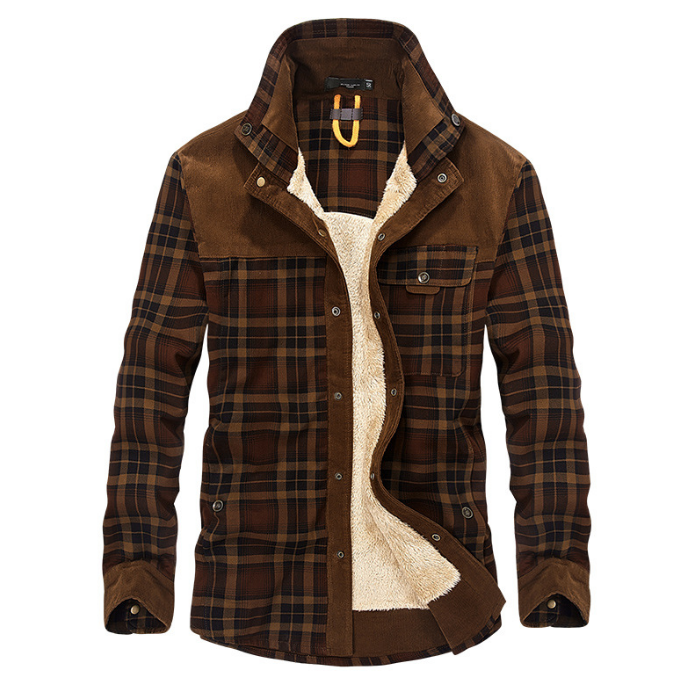 Mason | Men's Fleece Lined Plaid Shirt Jacket with Button Front