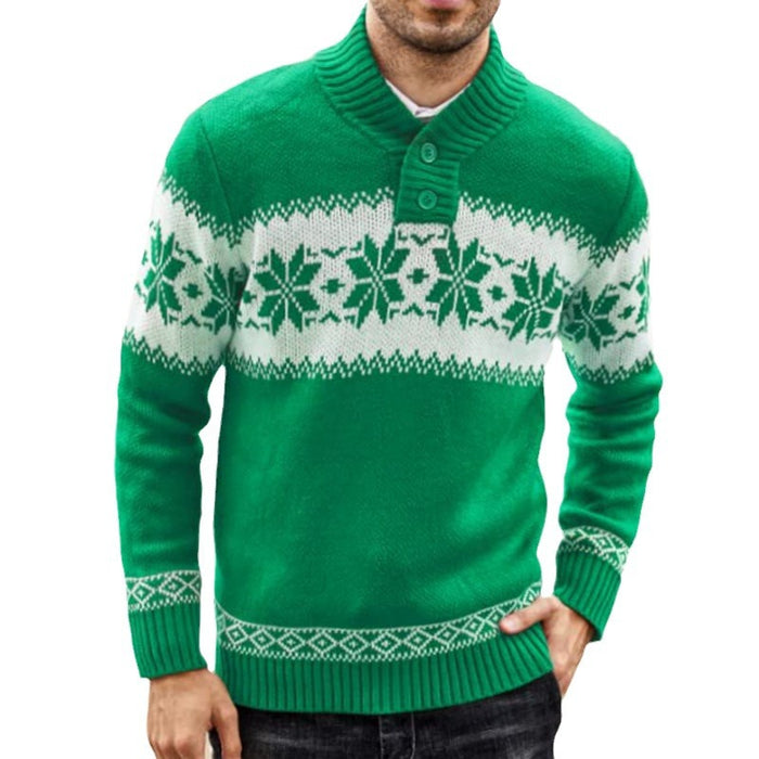 Hunter | Men's Snowflake Jacquard Christmas Sweater with Shawl Collar