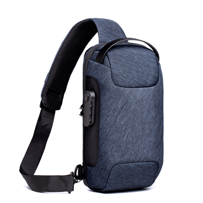 Black anti-theft sling bag with combination lock