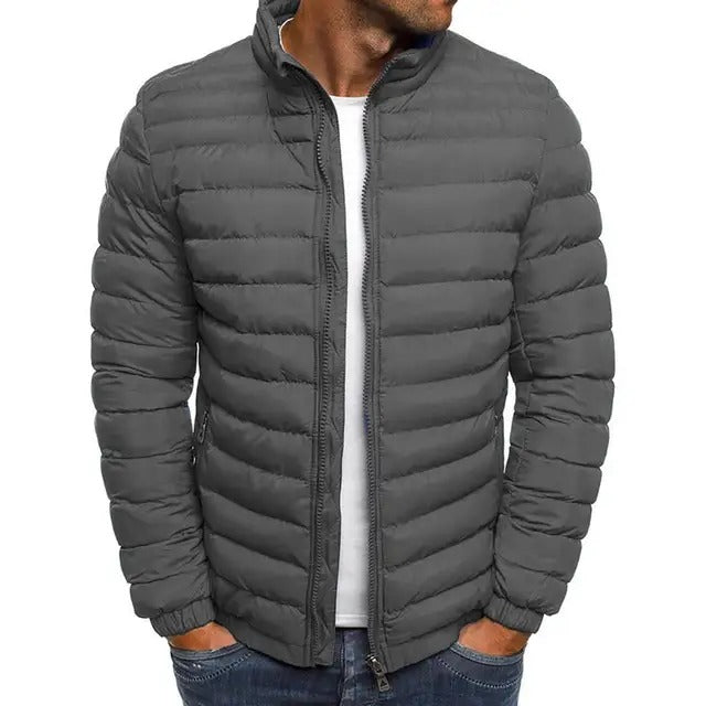 Men's Quilted Puffer Jacket Stand-Up Collar