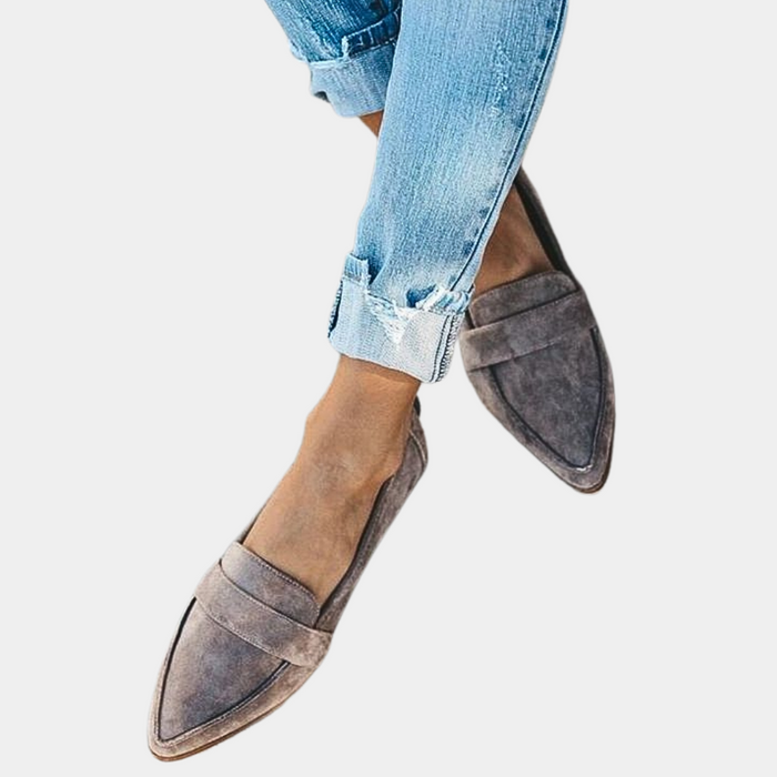 Women's Pointed Toe Slip-On Loafers with Strap Detail