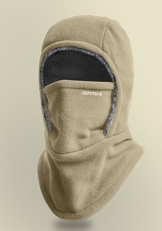 Black fleece balaclava hood with face mask