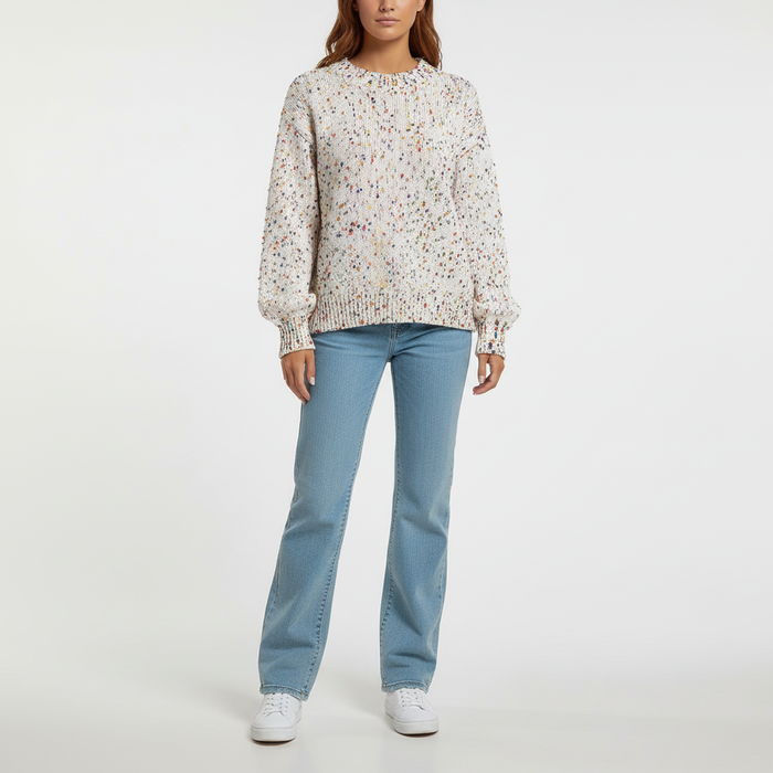 Women's Confetti Round Neck Sweater Hip Length