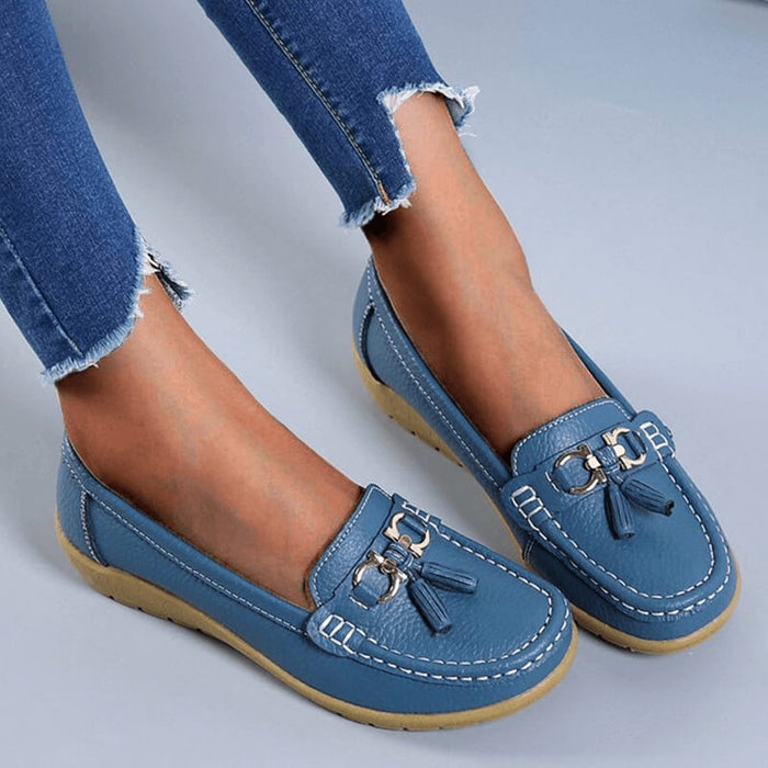 Women's Tassel Loafers with Contrast Stitch Detail