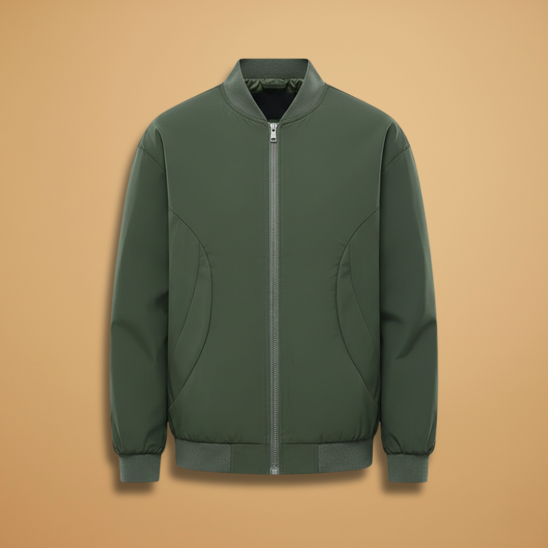 Cuff Closure Jacket Men's bomber jacket with front zip closure elastic cuffs hem and side ...