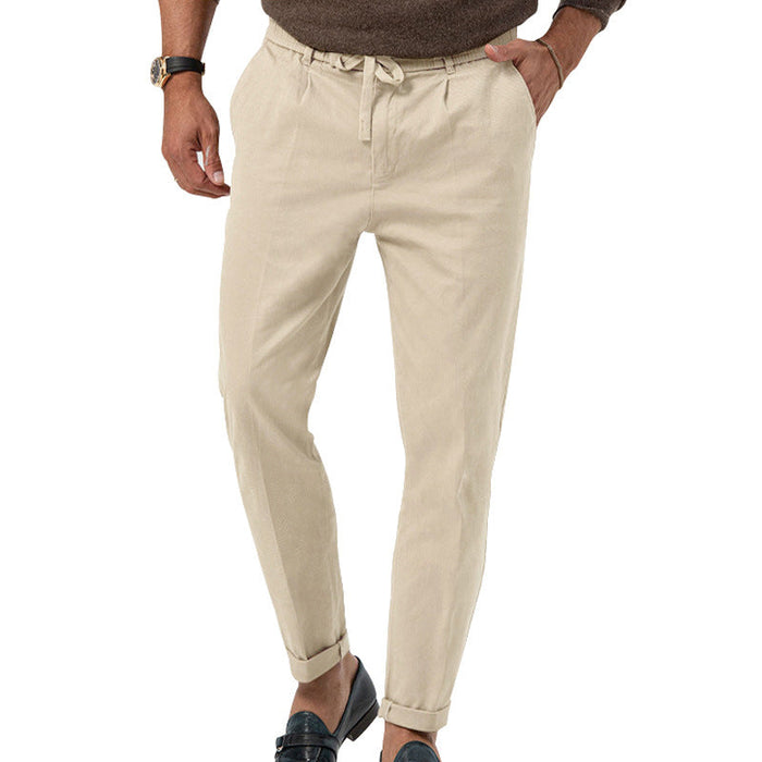 Men's Drawstring Chino Pants with Tapered Leg