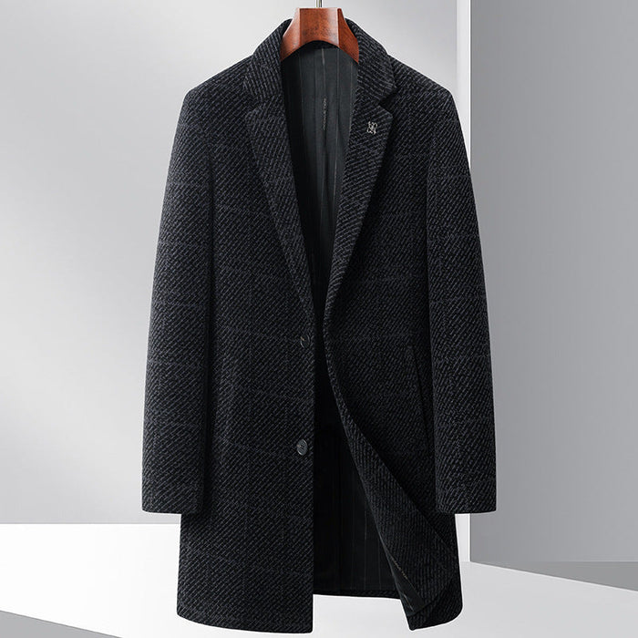 Herren Wollmantel mit modernem Karomuster und elegantem Schnitt Drune
