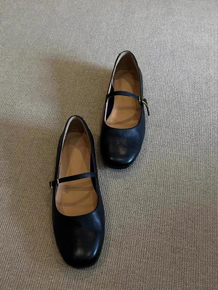 Women's Mary Jane Flats with Adjustable Ankle Strap