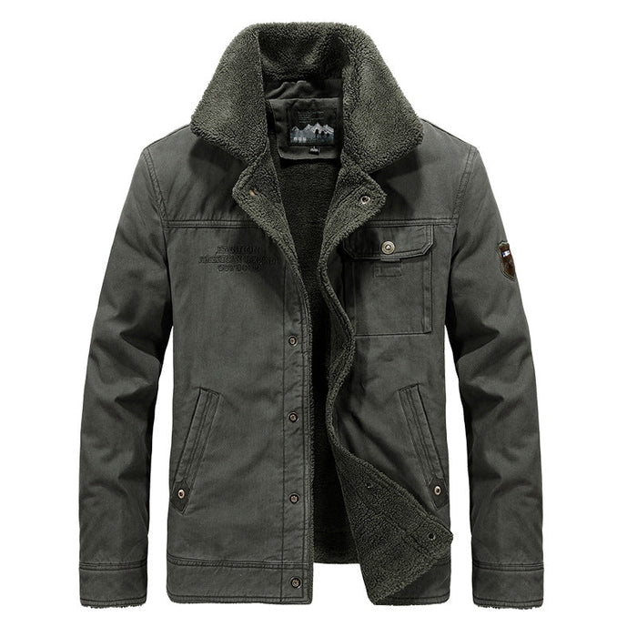 Men's Sherpa-Lined Field Jacket with Stand Collar