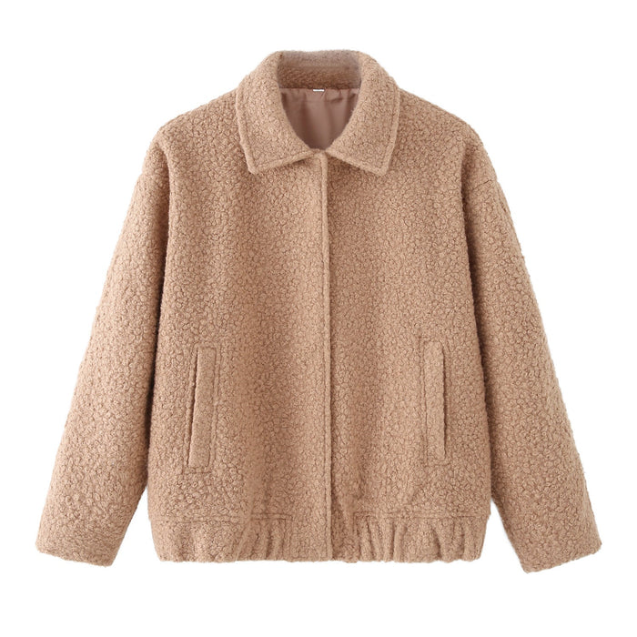 Women's Oversized Teddy Jacket with Side Pockets