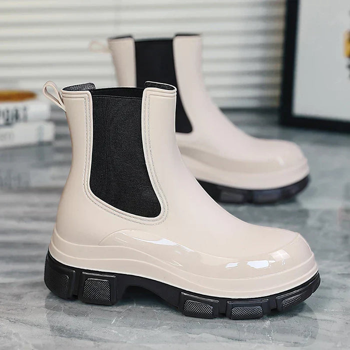 Women's Chelsea Rain Boots with Chunky Platform Sole