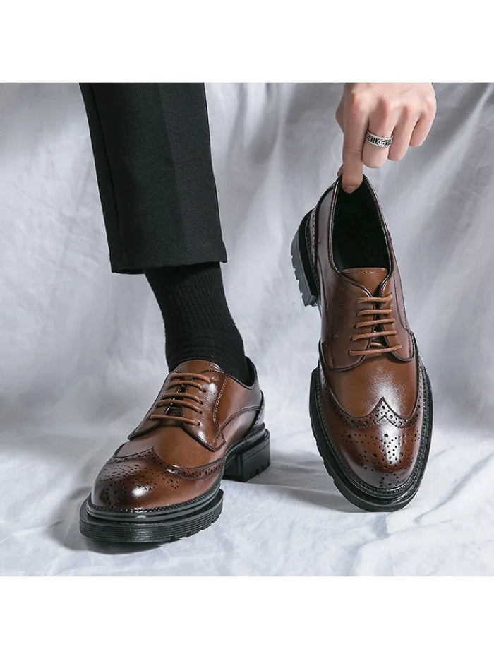 Men's Wingtip Oxford Brogue Shoes Lace-Up Dress