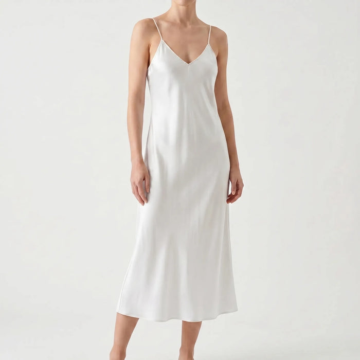 Women's Slip Midi Dress with Gathered Detail Spaghetti Straps