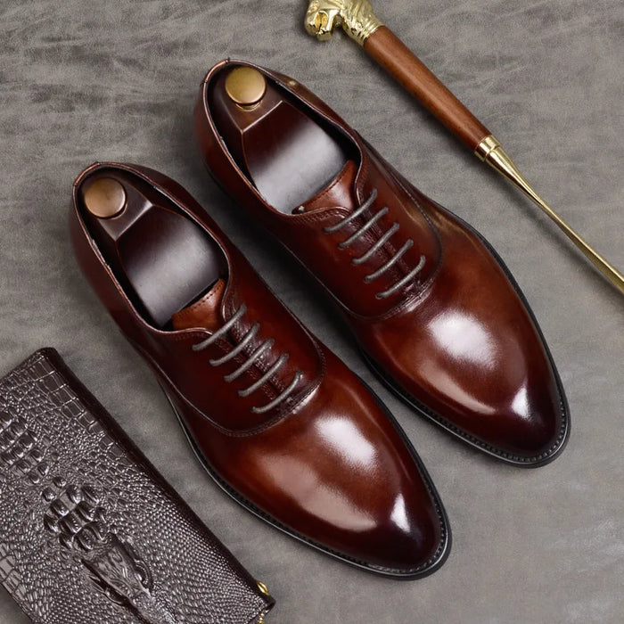 Men's Lace-Up Oxford Dress Shoes with Polished Finish