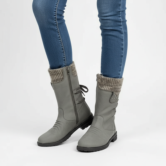 Women's Mid-Calf Waterproof Winter Boots with Fleece Lining