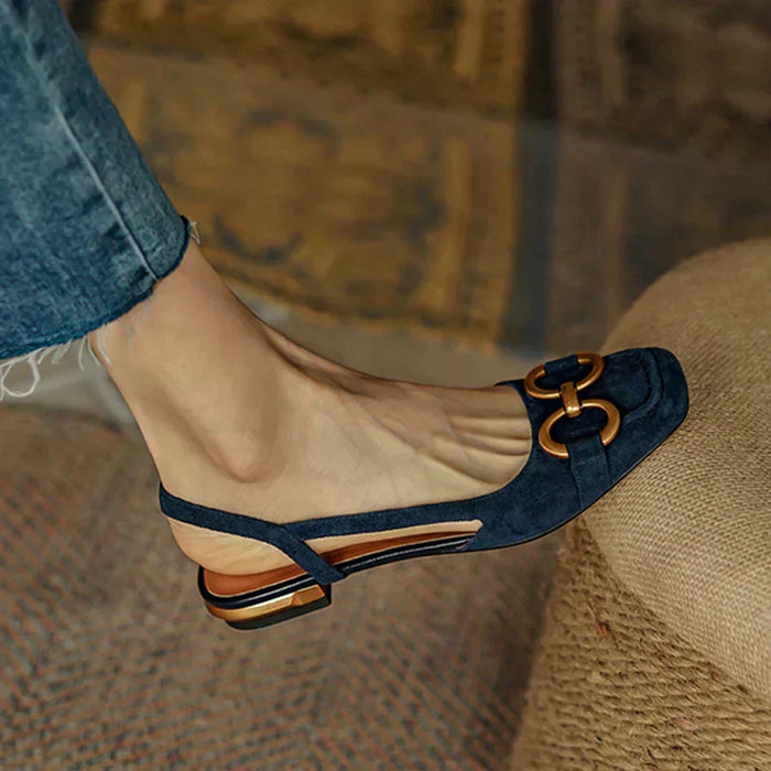 Women's Slingback Ballet Flats with Ornament Detail