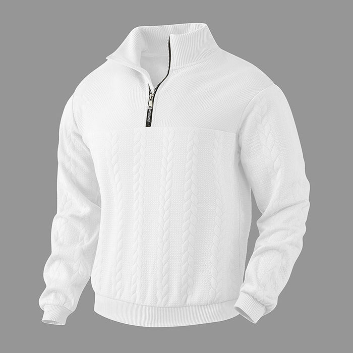 Tucker | Men's Quarter Zip Jacquard Sweater with Stand Collar
