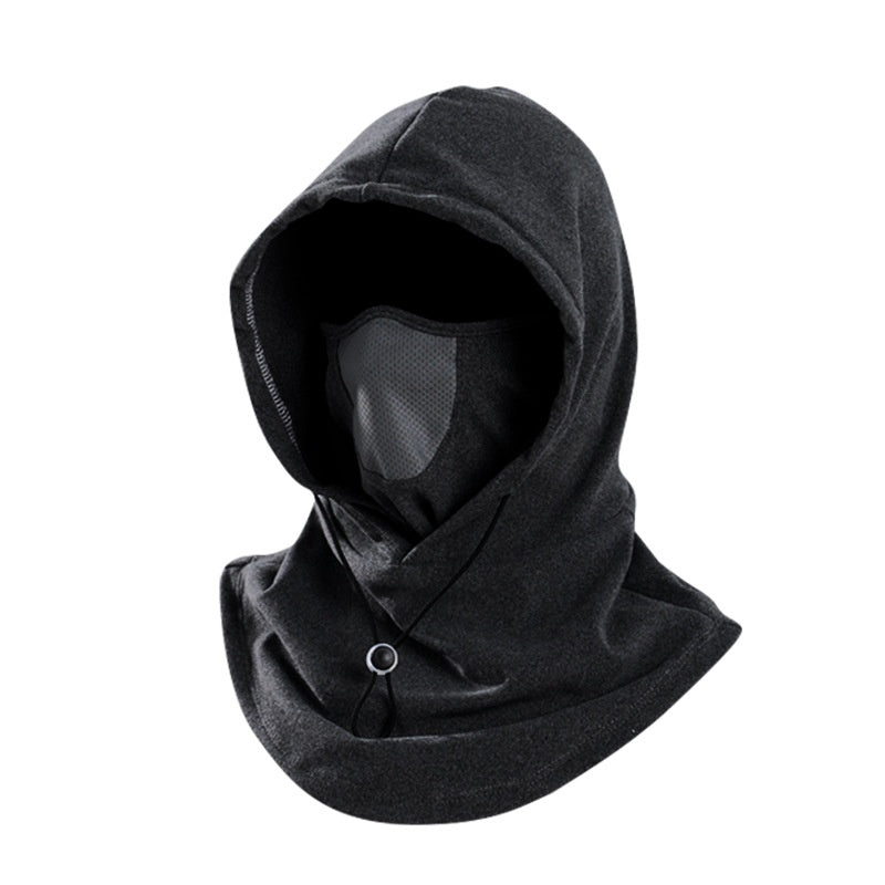 Fleece balaclava hood with mesh panel