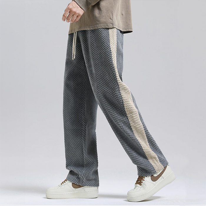 Men's Waffle Knit Joggers with Side Stripe Drawstring