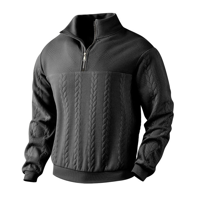 Men's quarter zip jacquard sweater
