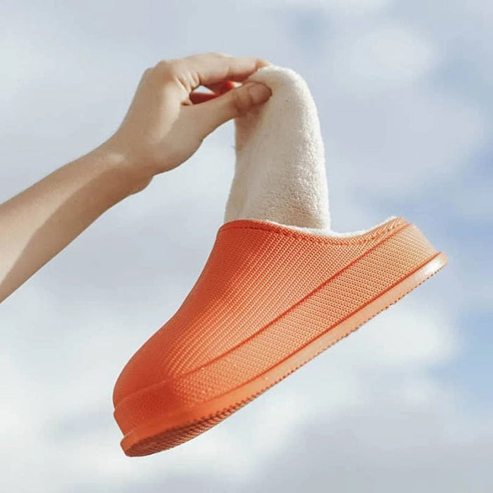Orange Slip-On House Slippers with Soft Lining for Indoor Outdoor