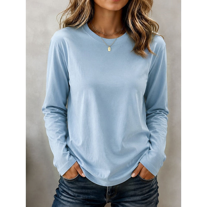 Women's Long Sleeve Crew Neck Top for Casual Everyday
