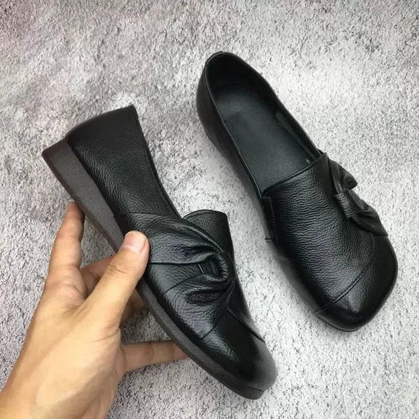 Women's Slip-On Leather Loafers with Non-Slip Sole