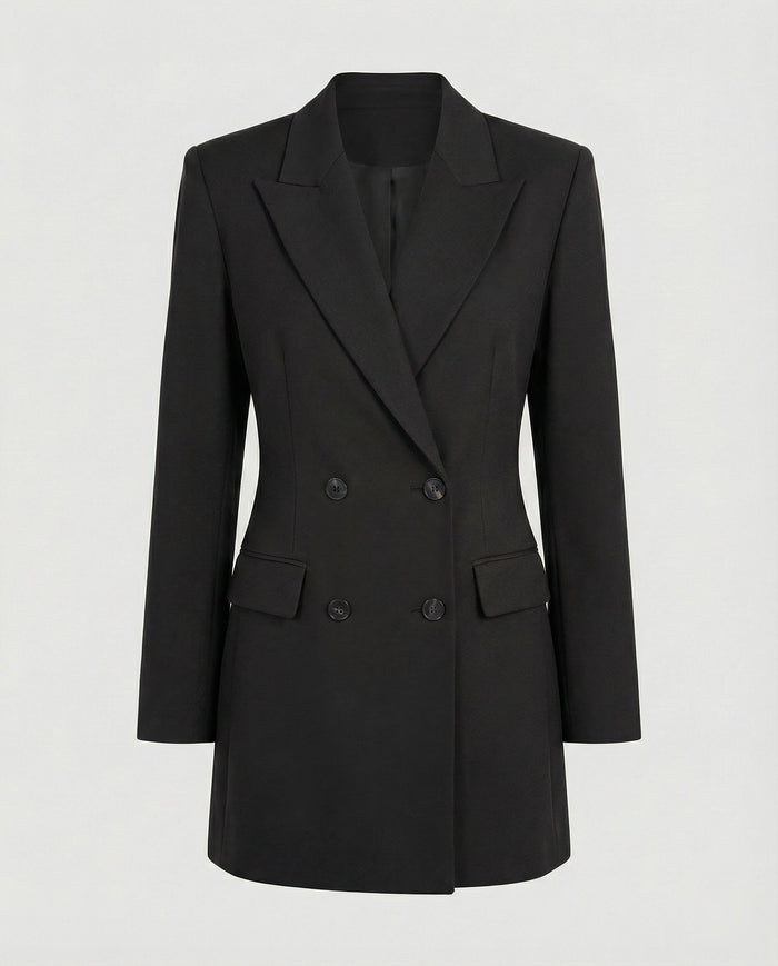 Women's Double-Breasted Blazer Dress with Notched Lapels