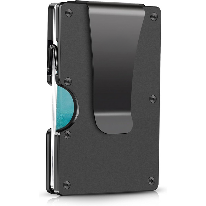 RFID-Blocking Slim Wallet with Money Clip for Cards