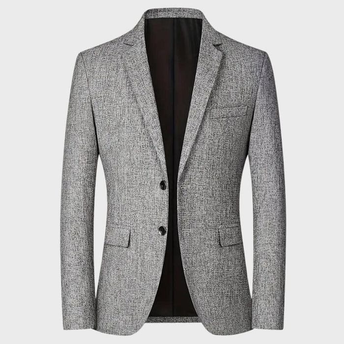 Men's Two-Button Blazer with Notch Lapel and Flap Pockets