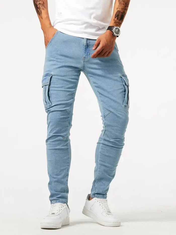 Men's Cargo Pants with Side Pockets and Slim Tapered Fit