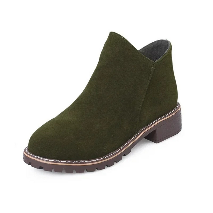 Women's Ankle Boots with Block Heel and Slip-On Design